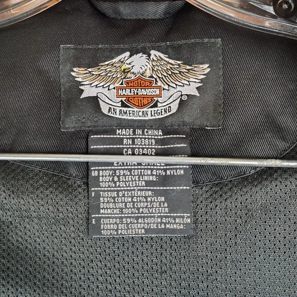 FLAWS Harley Davidson Womens XS Motorcycle Jacket Black Orange Zip - Picture 11 of 16
